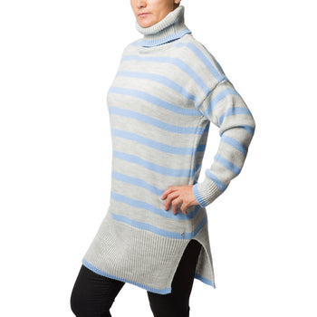 Maglione a collo alto a righe grigie e azzurre da donna Swish Jeans, Abbigliamento Donna, SKU c811000225, Immagine 0